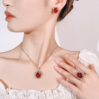 Châu Âu Mỹ ins Phong Cách Mới Nhiều Màu Sắc Ruby Đỏ Corundum Rose Suit Nữ
