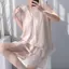 Bộ đồ ngủ xù cổ chữ V không tay có đệm ngực Đồ mặc nhà mùa hè dành cho nữ có thể mặc bên ngoài Bộ đồ cao cấp chống va đập