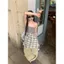 Milyfashion Màu Sắc Tương Phản Kẻ Sọc Khâu Váy Hai Cánh Ống Top Mùa Hè Mỏng Hơn Nhìn Rời Chữ a Hai Tay Y2K DY5J