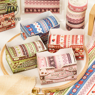 JIANWU Fair Isle Story Series Vintage Dệt Họa Tiết Phong Cảnh Chất Liệu Cắt Băng Washi Bộ Sáng Tạo DIY Tạp Chí Văn Phòng Phẩm