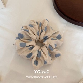 Yoing / Creamy Chấm Bi Scrunchy Dây Buộc Tóc Nữ Ngọt Ngào Cao Cấp Dây Buộc Tóc Sang Trọng Tất Cả Trận Đấu Đuôi Ngựa Đầu Dây Buộc Exqui