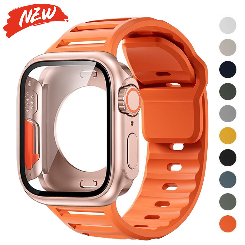 Thay đổi sang Ultra ốp lưng + dây đeo silicon tương thích cho Apple Watch Series11 / 10 46mm 9 8 7 6 se 5 4 45mm 44mm