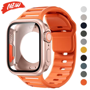 Thay đổi sang Ultra ốp lưng + dây đeo silicon tương thích cho Apple Watch Series11 / 10 46mm 9 8 7 6 se 5 4 45mm 44mm