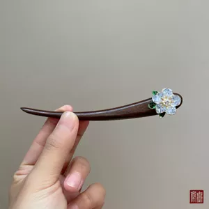 WHX-Hairpin {Biyao} Kẹp tóc gỗ đàn hương màu đỏ lá lớn Kẹp tóc Trung Quốc mới Kẹp tóc tua rua hoa hàng ngày đơn giản