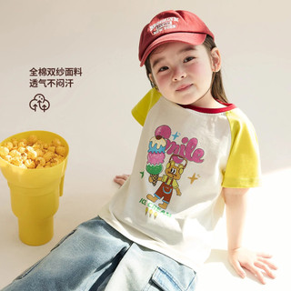 Bé Gái Mùa Hè Khâu Màu Sắc Raglan Tay Ngắn Áo Thun Nữ Bé Động Vật In Hình Dễ Thương Nửa Tay Top
