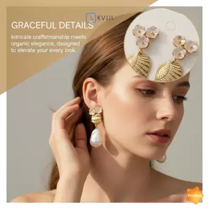 Bông tai phong cách đại dương mạ vàng Vỏ ngọc trai thả trang sức sang trọng Bohemian dành cho nữ Những dịp trang trọng và không chính thức mới