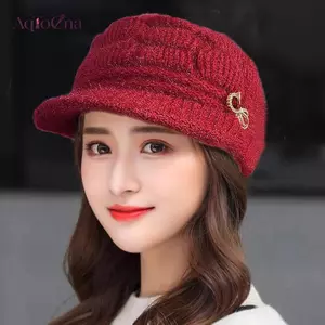 AqToCna Mùa Đông Mũ Ấm Áp Mũ Dệt Kim Thời Trang Thường Ngày Mẹ Mũ Bà Ngoại Mũ Sang Trọng Chăn Lông Cừu Len Ấm Áp Quà Tặng Giáng Sinh AqToCna