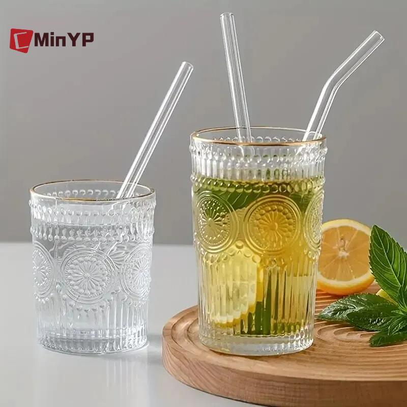 CMinYP Bộ ống hút thủy tinh có thể tái sử dụng Chất làm mịn Borosilicate cao Đuôi ống hút uống nước thân thiện với môi trường có bàn chải làm sạch vinh quang
