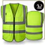Quần áo phản quang Áo vest an toàn Áo phản quang In logo tùy chỉnh Trang xây dựng thoáng khí Huỳnh quang Xanh W