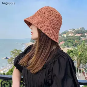 Bigapple Bé Gái Rộng Vành Floppy Panama Rơm Mũ Chống Nắng Bãi Biển Mùa Hè Buet Mũ Dành Cho Nữ RDG