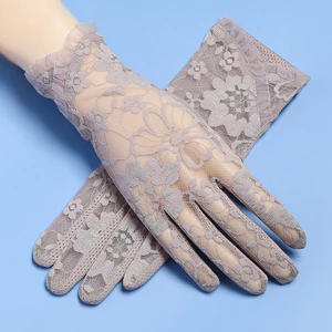 Găng Tay Ren Nữ Mùa Hè Ngoài Trời Đi Xe Đạp Lái Xe Chống Nắng Thoáng Khí Ice Silk Mỏng Phong Cách Chống Trơn Trượt