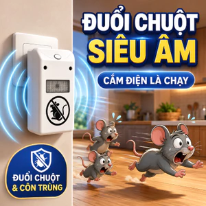 Máy đuổi chuột gián muỗi bằng sóng siêu âm đa tần, cắm điện không hóa chất, dùng cho nhà bếp phòng ngủ kho