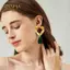PNPIA- Vintage Ngọc Lục Bảo Xanh Giọt Nước Mặt Dây Chuyền Độc Đáo Thả Bông Tai Tuyên Bố Hình Trái Tim Bông Tai Retro Thời Trang Nữ Món Quà Trang Sức