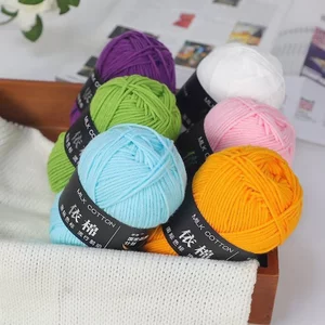 Sợi Bốn Dây Sữa Cotton Dệt Tay Yi Cotton 4 Dây Sợi Dày 70 Màu Số Chính Xác Yi Cotton 9LBC