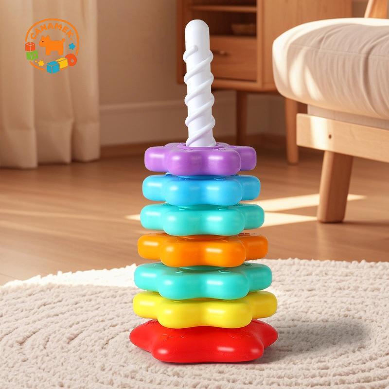 CANAMEK 1 Bộ Đồ Chơi Xếp Hình Cho Bé Montessori Xoay Tháp Cầu Vồng An Toàn Và Bảo Vệ Môi Trường Màu Đồ Chơi Trẻ Em CSF