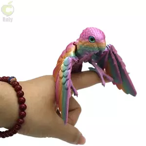 Mô hình vẹt in hình ROLY, Mô hình động vật mô phỏng nhiều màu linh hoạt, các bộ phận có thể xoay lấp lánh Khớp di động Chim Trang trí nhà cửa