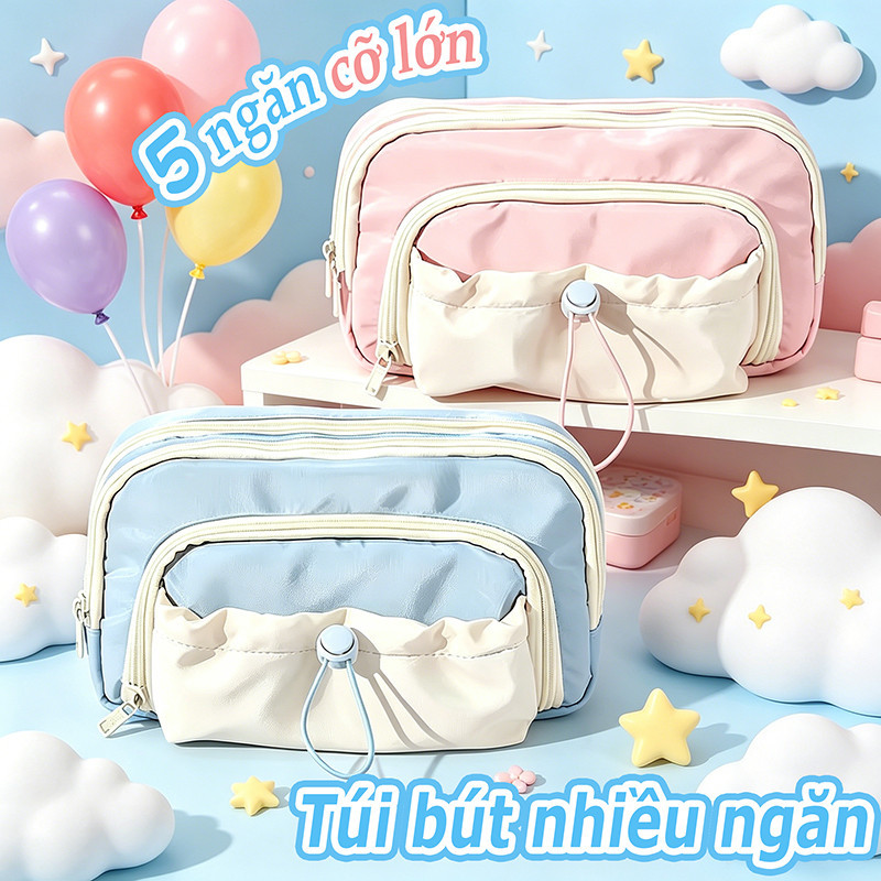 Túi đựng bút cho bé gái học sinh bằng vải cute hộp bút dễ thương nhiều ngăn bút chì văn phòng