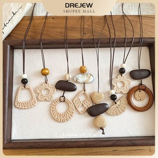 DREJEW bện đính cườm hoa sò vòng cổ dài bohemian phong cách dân tộc xương đòn chuỗi phụ kiện đa năng