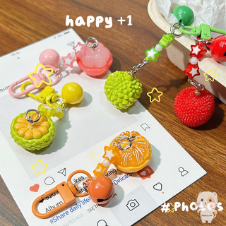 【Chamvn】Móc khóa điện thoại hình trái cây 3D đáng yêu tươi mới. hình ngôi sao và chuông phụ kiện dễ thương