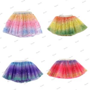Váy Tutu công chúa PYCOU, Váy vải tuyn thoáng khí eo co giãn, Váy voan hình ngôi sao mịn thân thiện với xoáy cho trẻ em bé gái