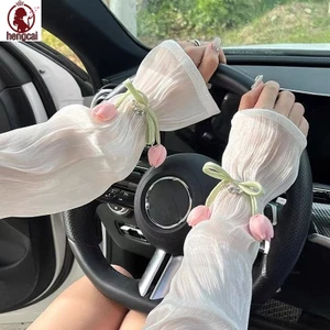 Tulip Chống Nắng Tay Nữ Chống Tia UV Lái Xe Đạp Ren Puff Tay Cho Mùa Hè