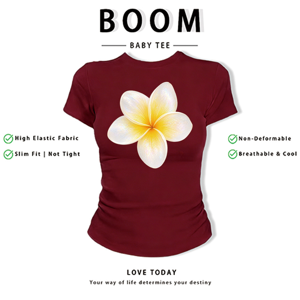 BOOM Áo Baby Tee Nữ Cotton Ôm Body-Áo Thun Ngắn Tay Y2K In Hình PhongCách Mùa Hè, Cổ Tròn Hàng Đầucách hàn quốc phong&32
