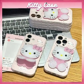 Giá đỡ gương 3D hình mèo KT dễ thương, tương thích với ốp lưng iPhone 11 13 14 12 17 Pro Max 15 16 Plus có cửa sổ lớn