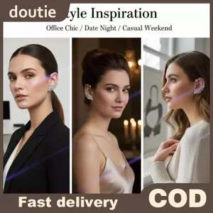Doutie Hiện Đại Zircon Wing Kẹp Tai Bông Tai Không Đính Kim Hoàn Hảo Cho Sụn Thời Trang Người Yêu VN