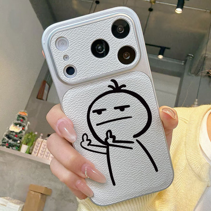 Ốp lưng iPhone họa tiết da mạ biểu tượng cảm xúc iPhone 17 16 15 14 13 12 11 Pro Max Plus Max