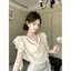 Áo sơ mi cổ gió Pure Desire Mùa hè 2026 Phong cách mới Xù Áo sơ mi voan ruy băng tay bay nhỏ phù hợp