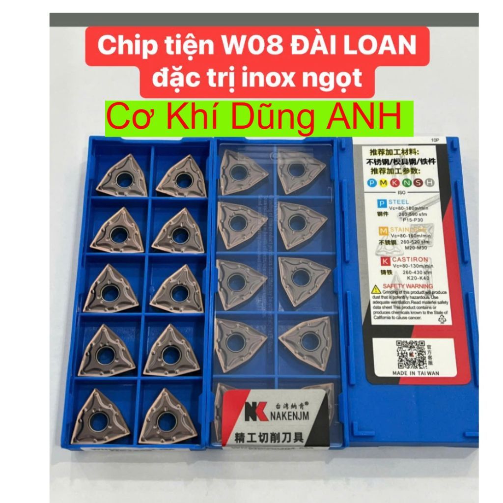 Chip W08 Đài Loan tiện thép inox rất ngọt