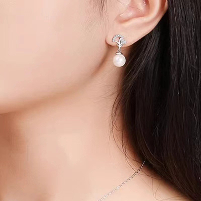 Bông tai ngọc trai thiết kế váy, bông tai cô gái thanh lịch