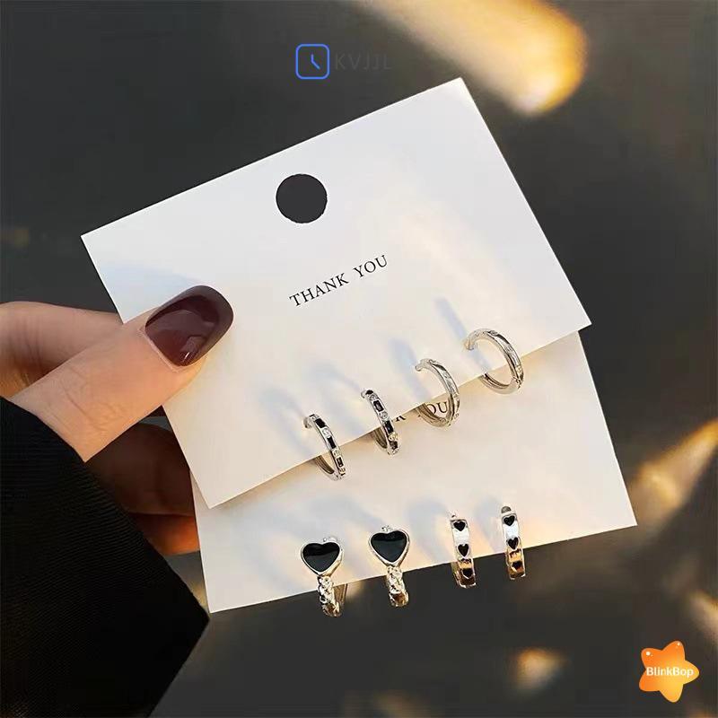 [KvJJL-t] 4 Bông Tai Vòng Pha Lê Bằng Thép Không Gỉ Thoáng Mát Hàng Ngày Trang Sức Phụ Kiện Mới