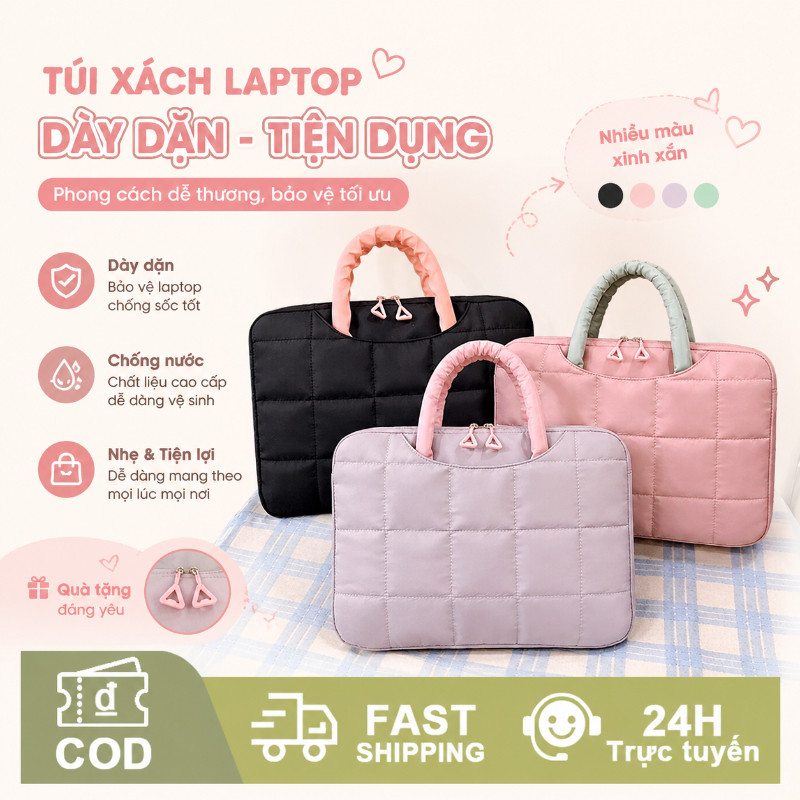 Túi đựng laptop chống sốc dày dặn, túi laptop đa năng cho máy tính bảng và laptop nhiều kích cỡ