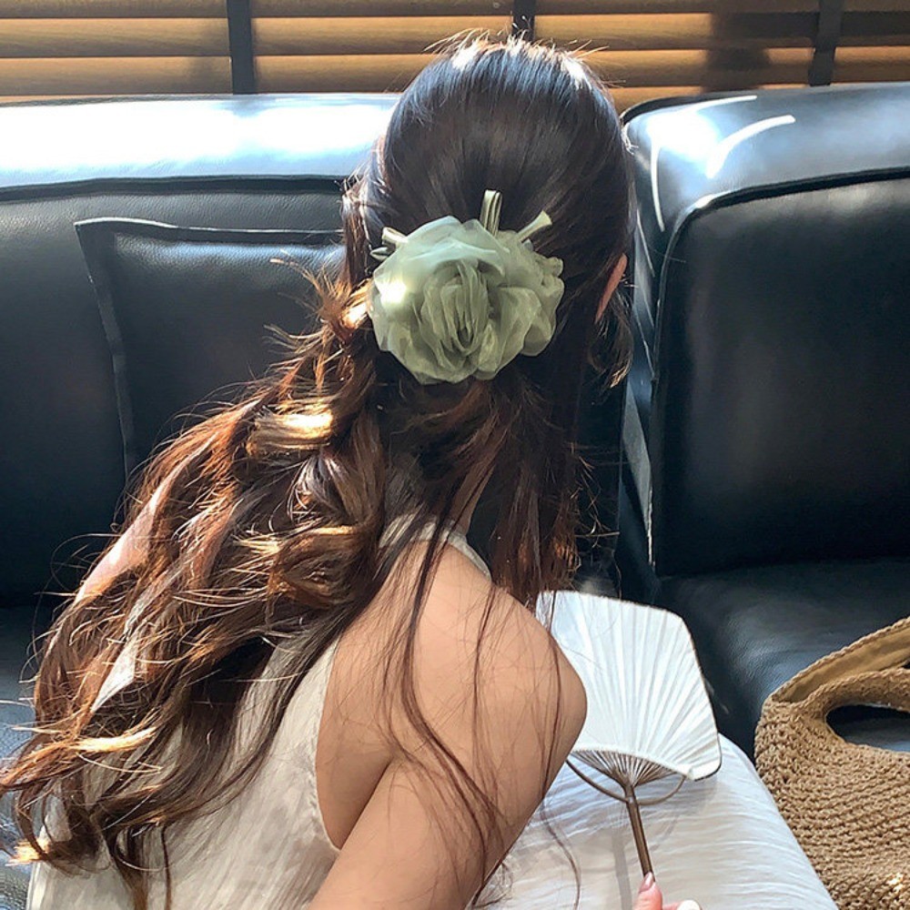 Hululu / Ba Cách Mặc Nhẫn Tóc Hoa Cổ Tích Đẹp ~ Organza Sang Trọng Scrunchy Nữ Dây Buộc Tóc Phụ Kiện Tóc