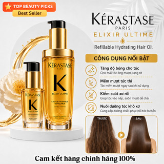 Kérastase Elixir Ultime Refillable Hydrating Hair Oil dầu dưỡng tóc bóng mượt mới nguyên hộp