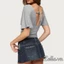Áo thun cổ chữ V sâu dành cho nữ Slim Fit màu trơn Áo thun crop lưng