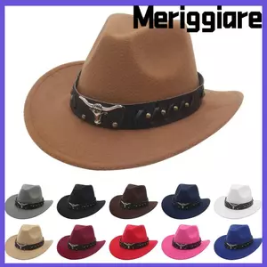 Mũ cao bồi MERIGGIARE, Mũ cao bồi phương Tây có đinh tán phong cách dân tộc, Mũ trùm đầu rộng phong cách Tây Tạng cổ điển dành cho nam giới