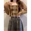 Màu Cà Phê Ngắn Chống Nắng Dệt Kim Cardigan Nữ Xuân Hè Vải tuyn Rỗng Băng Lụa Áo Top Trang Trọng Đeo Vai Hai Mảnh Phù Hợp Với