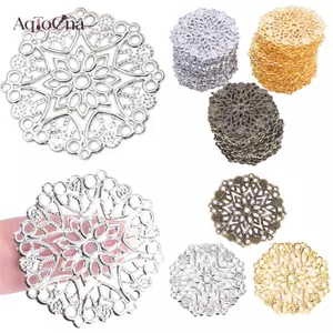 AqToCna 50 Chiếc Đồng Filigree Hoa Kết Nối Thủ Công DIY Trang Sức Làm Phụ Kiện AqToCna