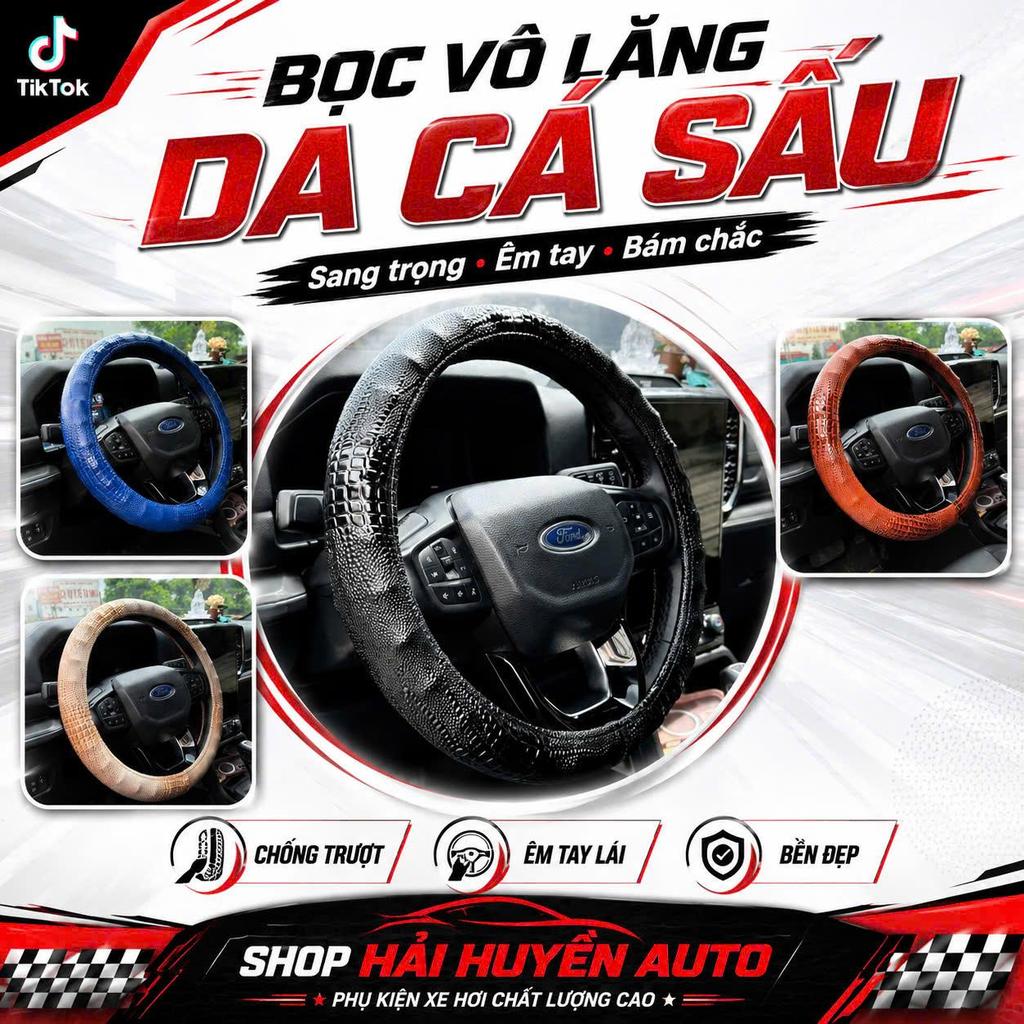 Bọc Vô Lăng Da Cá Sấu Tăng Độ Ma Sát Bảo Vệ Vô Lăng An Toàn Cho Xe Con Xe Tải Xe Đầu Kéo Xe Khách Nội Thất