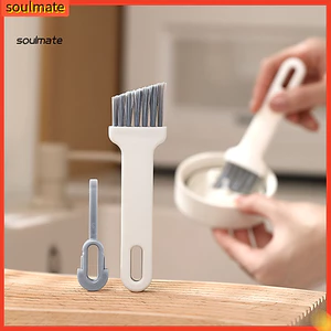 Linh hồn| Bàn chải nắp cốc Bàn chải đầu nghiêng Bàn chải khoảng cách nắp cốc 2 trong 1 có nếp nhăn – Dụng cụ tháo niêm phong chai nước đa chức năng Dụng cụ làm sạch vết nứt dễ dàng cho cốc và chai