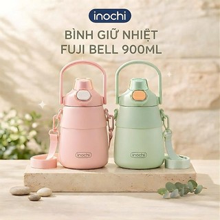 Bình Giữ Nhiệt Fuji Bell Inochi 900ml Inox 316 Có Ống Hút Giữ Nóng Lạnh 6H+ Quai Xách Chống Tràn