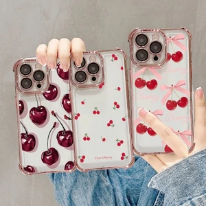 Dành Cho Honor 500 400 200 Smart X9C X9D X8D X7D X6D 600 400 Lite Pro Red Cherry Bow Vỏ Điện Thoại Trong Suốt Chống Sốc Mềm Dễ Thương