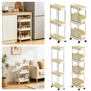 Giỏ đựng đồ lăn khoảng cách hẹp mới Dụng cụ sắp xếp nhà bếp mỏng nhiều tầng