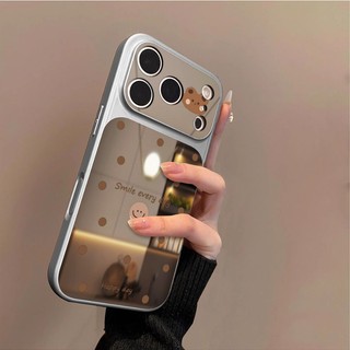 Ốp điện thoại gương mặt cười màu đen cho infinix Hot 70 60i 60 50i 50 40i 40 Pro + 30 Play NFC Acrylic Gương trang điểm Vỏ chống sốc