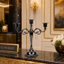 Cần nến để bàn đa năng YICA, Giá đỡ nến kim loại cổ 9,84x10.63in, Đồ dùng không gian phục vụ nội thất khách sạn màu đen Chân nến Trang trí bàn nhà hàng