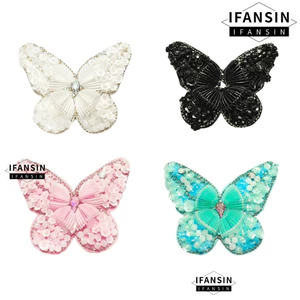 IFASIN Đính Hạt Bướm Táo, Miếng Dán Trang Trí Quần Áo Handmade Cao Cấp, May Trên DIY Sequin Miếng Dán Túi Trang Trí