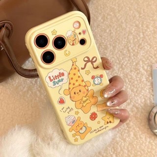 Dành Cho IPhone 17 16 15 14 plus 13 12 11 Pro Max 7 8 Plus Màu vàng ngôi sao gấu con trường hợp điện thoại