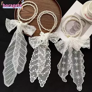 Ruy băng tóc BORAGETE, Dây chuyền cổ tích Băng đô ren, Phụ kiện tóc đa chức năng hoa kiểu Pháp thời trang dành cho nữ